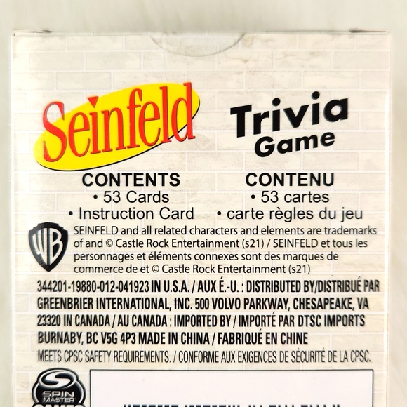 SEINFELD Trivia Card Game Factory Sealed 53 card pack - Picture 4 of 9